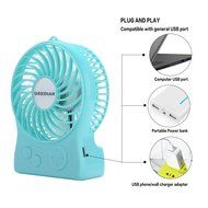 Portable Mini USB Fan GEEDIAR 3 Speed Control Rechargeable Table Desk Fan with LED light White N15