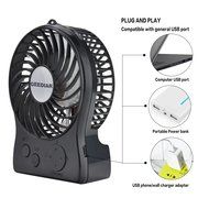 Portable Mini USB Fan GEEDIAR 3 Speed Control Rechargeable Table Desk Fan with LED light White N17