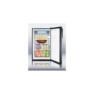 Summit CM421BL7: Commercially listed 20&quot; wide counter height refrigerator-freezer with a lock and black exterior N2