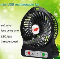 Intsun&reg; Portable F95B 4 Leaves 3 ranges Mini USB Rechargeable Cooling Palm Leaf Fan with 1850li-ion Battery (Black) N8