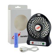 Intsun&reg; Portable F95B 4 Leaves 3 ranges Mini USB Rechargeable Cooling Palm Leaf Fan with 1850li-ion Battery (Black) N9