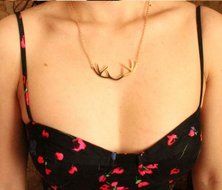 Celebrity Vintage Fashion Cute Deer Horn Pendant Collar Gold Chunky Necklace NEW