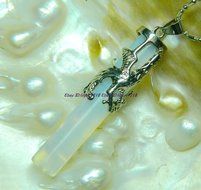 Rare Phoenix pattern Sri Lanka Moonstone Cylinder Pendants 17&lsquo;&rsquo;