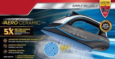 Sunbeam AERO Ceramic Soleplate Iron with Dimpling and Channeling Technology, 1600W