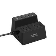 ORICO Charging Stand Surge Protector with 5 USB Ports and 2 AC Outlets Built in 5 Feet Cord Power Strip N12