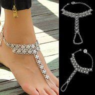 Fashion Women Silver Toe Ring Chain Ankle Bracelet Beach Sandal Jewelry Gift
