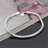 3MM 925 Sterling Silver Snake Chains Bracelet fit European Beads