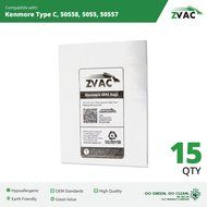 15 Microlined Kenmore Canister Allergen Cloth Vacuum Bag Designed to Fits Kenmore Canister Type C, 5055, 50558...