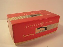 Vintage General Electric Travel Iron, Fabric Cord, Original Box, 1950's, Bakelite Handle N2
