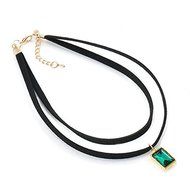 Vogue Black Velvet Ribbon Chain Choker Chunky Statement Bib Crystal Necklace N2
