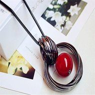 2015 Fashion Red tassel Long Sweater Chain Pendant Necklace Jewelry N2