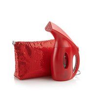 Joy Mangano 900 Watt Supreme My Little Steamer Go Mini with Sequin Bag ~ Red