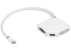 Aurum Cables Mini DisplayPort to HDMI + DVI + VGA Female Cable - 3 Pack Cable with 3 Piece Cable Ties - 1 Feet N7