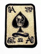 ACE of Spades Death Card Vitenam Military Biker Skull Iron on Embroidered Patch By Moodbeat Shop