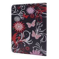 Seedan Folio Stand Case for Samsung Galaxy Tab 4 10.1 (10.1 inch, SM-T530 / T531 / T535) Black Butterfly Flower...