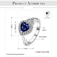 Women Fashion 925 Silver Heart Blue Sapphire Ring Wedding Jewelry New Size 5-10 (9)