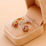 1 Pair Fashion Women Crystal Rhinestone Ear Stud Hoop Earrings Jewelry Gift