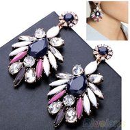 Fashion Design Charm Gem Flossy Crystal Statement Club Ear Studs Dangle Earrings