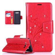 Galaxy J7 2016 Case,Galaxy J7 2016 Cover,ikasus Glitter Diamond Embossing Flowers Lily Butterfly PU Leather Flip... N3