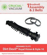 1 Dirt Devil Royal Vision Replacement Brushroll &amp; 2 Style 10 Belts, Fits Vision Swivel Glide Bagless, Vision Turbo...