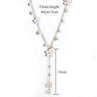 Fashion Women Pearl Flower Sweater Chain Long Pendant Necklace New Jewelry N2