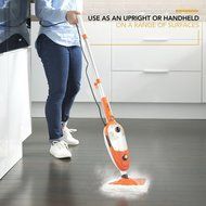 VonHaus 10 in 1 Upright and Handheld Steam Mop Cleaner with 2 Microfiber Pads and Multiple Attachments N2