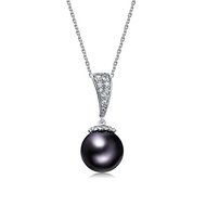 Shine Black Pearl Pendant Crystal Chunky Statement Long Chain Necklace Jewelry N3