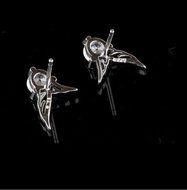 Fashion Women Sterling Silver Jewelry Angel Wings Crystal Ear Stud Earrings