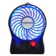 Portable Mini USB Fan GEEDIAR 3 Speed Control Rechargeable Table Desk Fan with LED light White N22