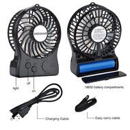 Portable Mini USB Fan GEEDIAR 3 Speed Control Rechargeable Table Desk Fan with LED light White N23