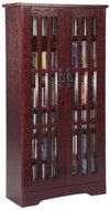 Leslie Dame M-477W High Capacity Inlaid Glass Mission Style Multimedia Storage Cabinet, Walnut N3