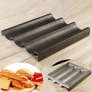 Farmunion Black Non Stick Baguette Mold New French Bread Pan Bake Tray 3 Loaf Bakery Pan N3