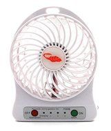 Pro-Shock 4-inch Portable Personal Battery Operated Fan Rechargeable with LED Light, Quiet ( WHITE )