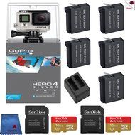 Gopro Hero 4 Silver 8 Piece Charged Up Bundle Includes: Go Pro Hero4 Silver + 5 Batteries + Charger + 2 16GB Memory...