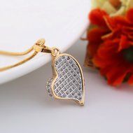 Luxurious Gold Filled elegant women white topaz pendant necklace with gift box N4