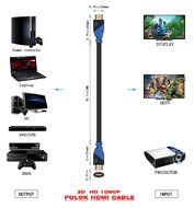 POLOK HDMI Cable 6.5 ft Prime High Speed 1080P, 3D, HDMI 1.4, HD TV, DVD, Notebook, Xbox 360, PS3, Blu-ray, 24K... N13