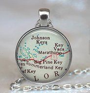 Florida Keys map pendant, Middle Keys map necklace, Marathon Key, Summerland Key, Big Pine Key keychain key chain