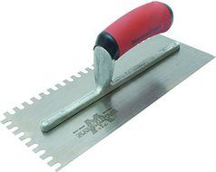 Marshalltown 718SD 11 x 4-1/2 Notched Trowel with DuraSoft Handle - 1/4 x 1/4 'U' Notched (15733) by Marshalltown
