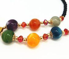 QTMY 3D flowers diamond Black bead Choker Necklace long Chain Bohemian Jewelry with Pendant N7