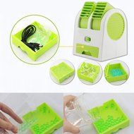 Wrisky Mini Small Fan Cooling Portable Desktop Dual Bladeless Air Conditioner USB NEW (Green)