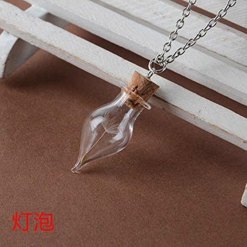 Wish Glass Real Dandelion Seeds In Glass Wish Bottle Chain Necklace Pendant N3