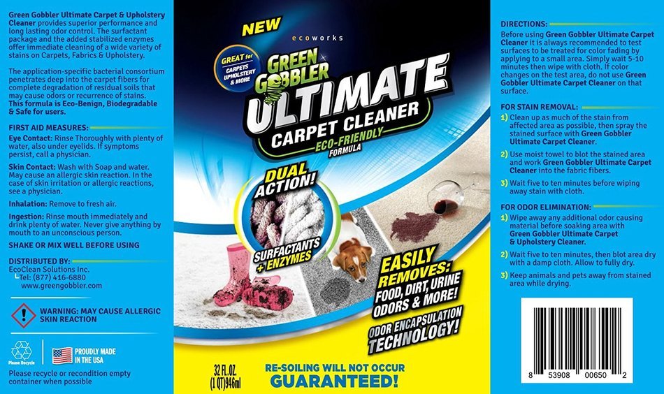 Green Gobbler ULTIMATE Carpet, Upholstery, Fabric Cleaner & Deodorizer (32 oz) N3