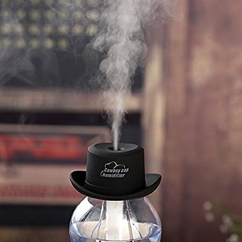 Generic Cowboy Cap USB Mini Portable Air Humidifier Water Bottle Black