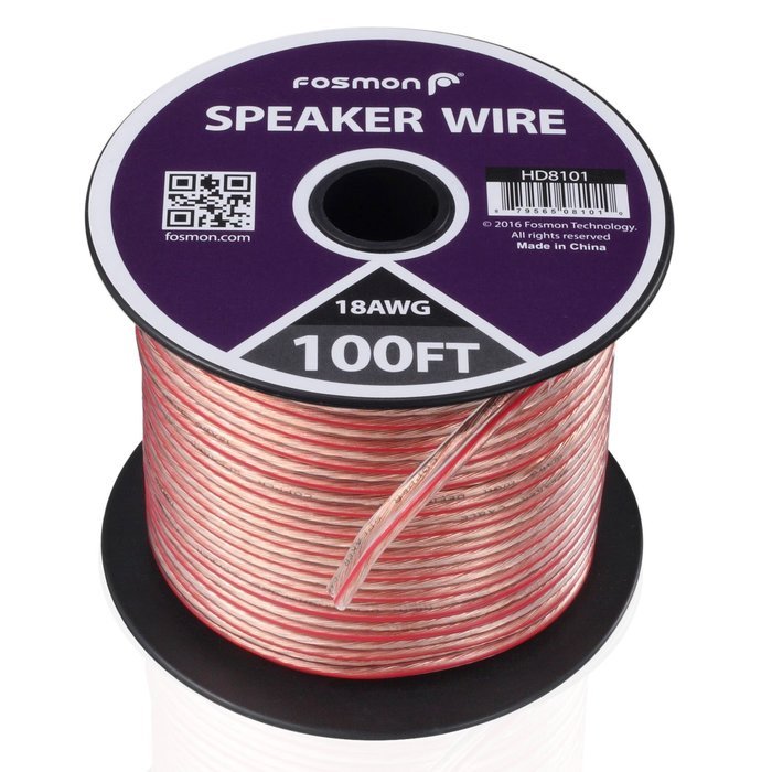 Fosmon [12 Gauge | 50ft] AWG Copper-Clad Aluminum (CCA) Speaker Wire with Red Polarity Mark N13