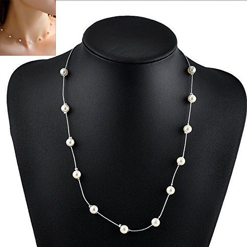 Women Charm Jewelry Chain Crystal Choker Chunky Statement Bib Necklace Pendant (silver)