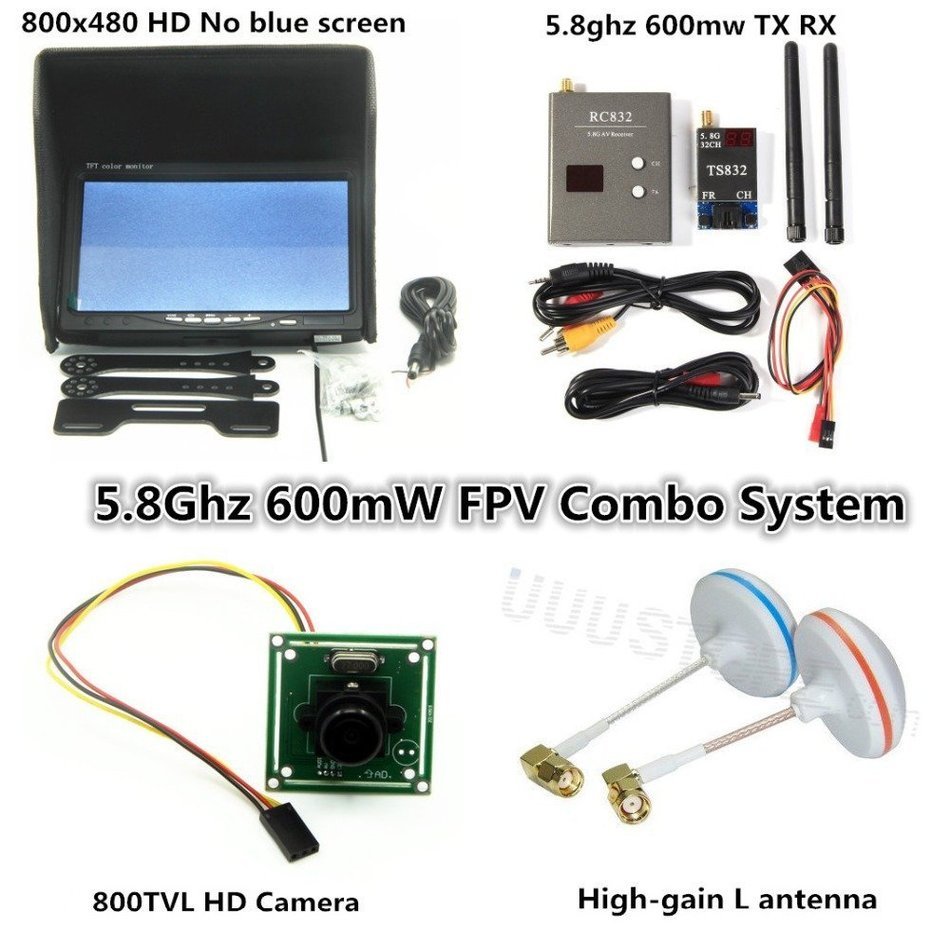 FPV Combo System 5.8Ghz 600mw Transmitter Receiver Monitor and 800tvl camera for DJI N4