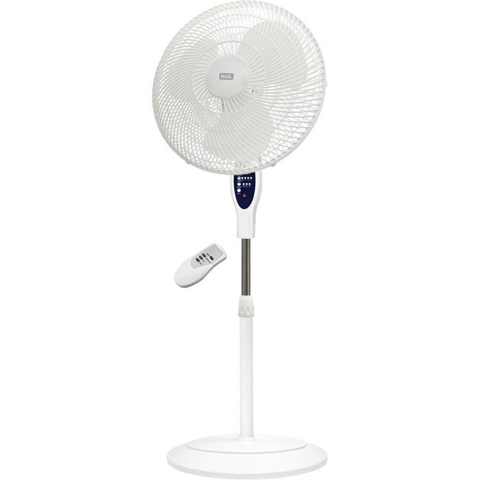 KUL Oscillating 3-Speed Adjustable Height Stand Fan, 16-Inch, Black