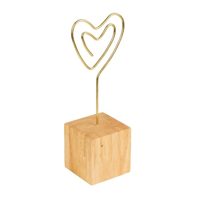 Eccolo PC102B Desktop Photo Clip with Light Wood Block Base, Heart