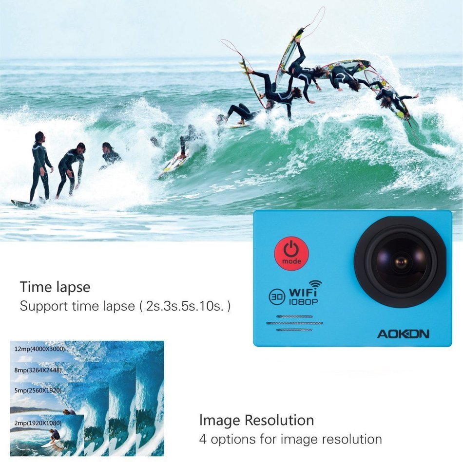 Aokon Action Camera SJ7000 Sports Waterproof Camera 1080P 12M HD Helmet Motorcycle Underwater Cam - 170&deg;Wide Angle... N22