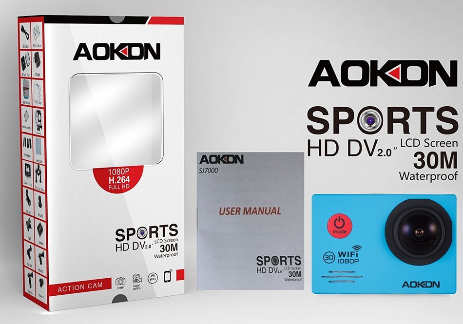 Aokon Action Camera SJ7000 Sports Waterproof Camera 1080P 12M HD Helmet Motorcycle Underwater Cam - 170&deg;Wide Angle... N23